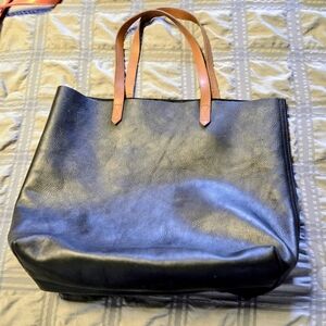 Madewell Black Pebbled Leather Tote with Inside Zip Pocket, Like New